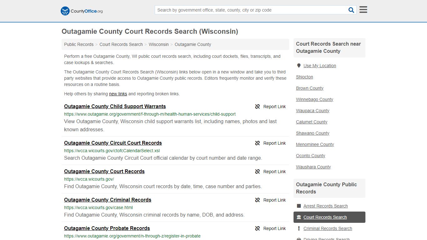 Outagamie County Court Records Search (Wisconsin) - County Office
