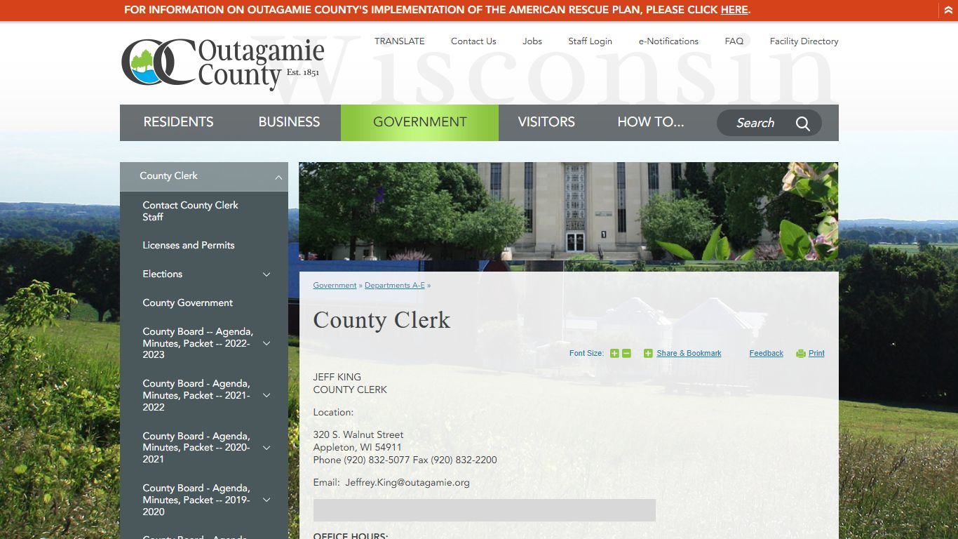 County Clerk | Outagamie County, WI